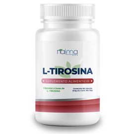 NAIMA L-Tirosina, 100 Cápsulas  Suplemento Alimenticio 100 Puro y Natural Energía, Concentración, Bienestar General  Sin Aditivos                     