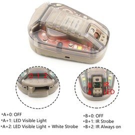 Jmtac Tactical IR Strobe Helmet Light Military Identification Light with Visible LED + White Strobe Survival Signal Light (Tan-Red)