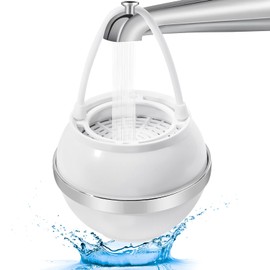 Bath Filter for Tub,Bath Water Filter for Softer Hair&Skin, 8 Stage Filtration bathtub water filter 2,500 Gallons Capacity, 6 Dimensional effect，BPA Free Easy to Install for Home, Hotels&Spa（White）