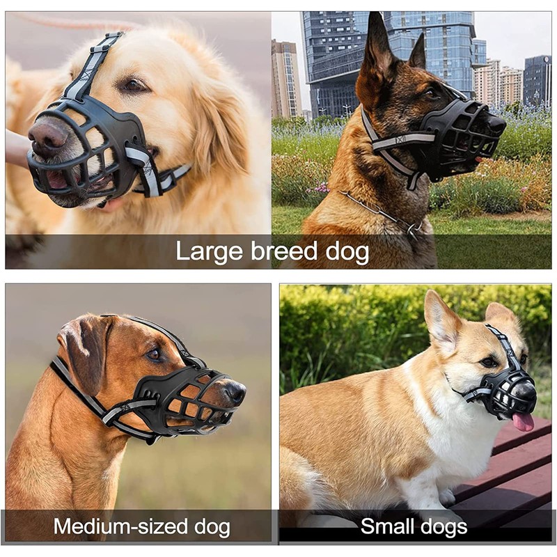 Dog Muzzle, Soft Rubber Safe Basket Breathable Muzzles Adjustable Straps
