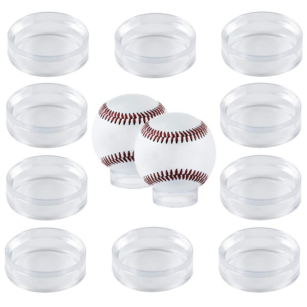 Houseables Baseball Stand, Display Holder, 12 Pack, Clear, 1.6” D x ½ H, 1 5/8”, Acrylic, Softball Displays, Baseballs Ring, Stone Egg Stands, Round Pedestal Rack, Beveled Rings, Balls Case