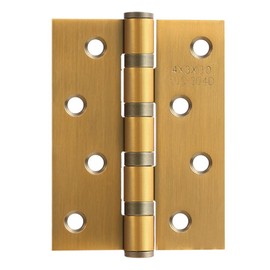 VOLUKA 12 Pack Stainless Steel Door Hinges for Exterior & Interior Doors 4in x 3in Noise-Free Smooth Door Hinges with Square Corners,Heavy-Duty (Brass)