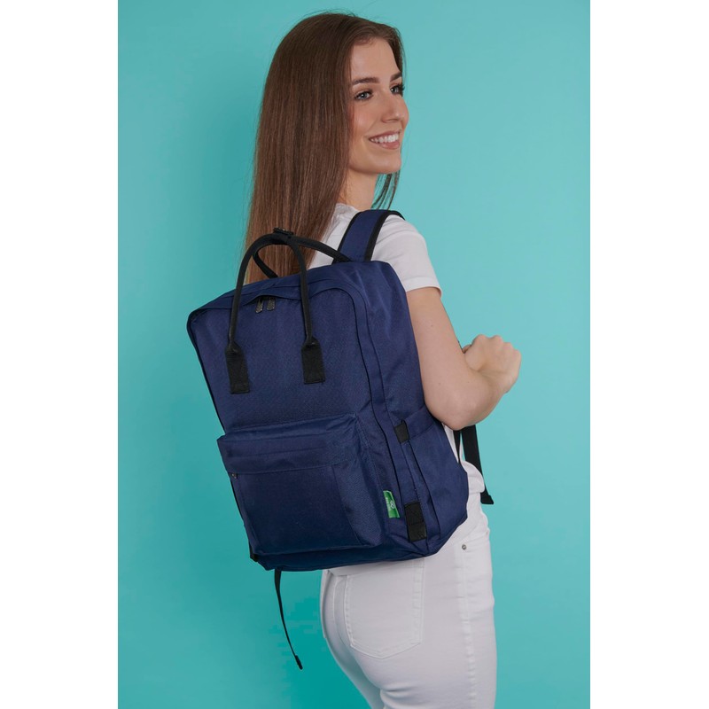 ECO CHIC Waterproof Recycled Canvas Twin Handle Backpack (Navy)