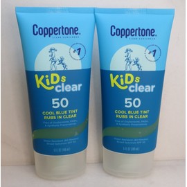 COPPERTONE CLEAR SUNSCREEN KIDS CLEAR 50 COOL BLUE TINT RUBS IN CLEAR 5 OZ 2PCS