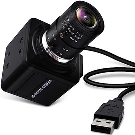 ELP Cámara USB con Zoom óptico 4K, cámara Web con Sensor IMX317 Ultra HD con Lente varifocal de 2,8 a 12 mm, 3840 x 2160 a 30 fps, Enfoque Ajustable, USB, Plug and Play para cámaras Web de