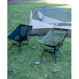 iClimb Ultralight Compact Camping Folding Beach Chair with Anti-Sinking Large Feet and Back Support Webbing (Black - Triangular Frame)