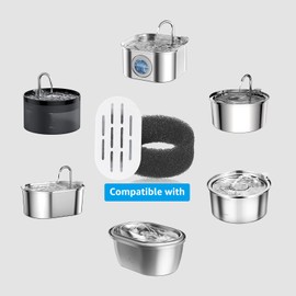 Cat Water Fountain Filters, 28 Pack Cat Fountain Filters, Cat Fountain Replacement Filters for 67oz/2L&108oz/3.2L Stainless Steel Cat Water Fountain, Pet Water Fountain Filters (14 Filters&14 Sponges)