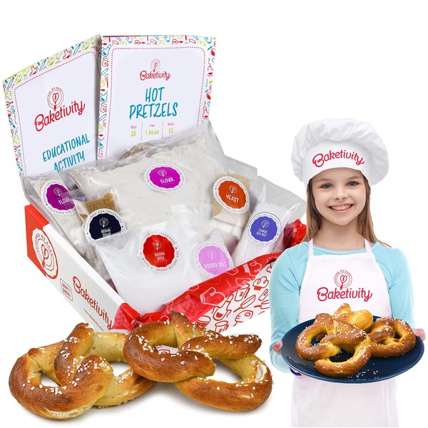 Pretzel Making Kit - Real Cooking Set for Kids Ages 5-12+ with Recipe and Ingredients - Kids Baking Set for Girls & Boys - Great Gift for Family Bonding