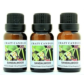 Crazy Candles Sandalwood 3 Bottles 1/2 FL Oz Each (15ml) Premium Grade Scented Fragrance Oil