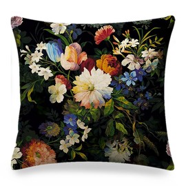 ZFENGYYUAN Floral Inspired Design Decorative Square Velvet Throw Lumbar Pillow Cover Cushion Cases Floral Flower Leopard Cheetah for Couch Sofa Bed Living Room Bedroom 45X45cm