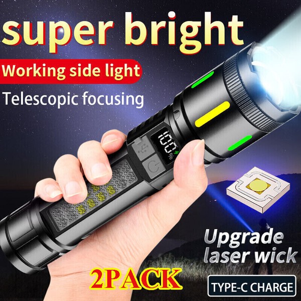 350000000 Lumen Super Bright LED Tactical Flashlight Rechargeable LED Work