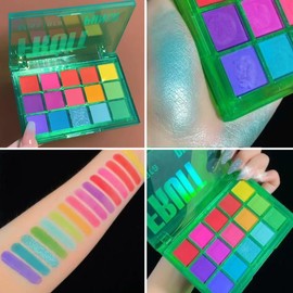 KARLOR 15 Colors Eyeshadow Palette, Green Blue Purple Eye shadow Spring Matte shimmer colorful Eyeshadow glitter long-lasting Well Pigmented green Eye Shadow Pallets for women