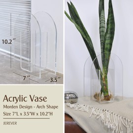 Jarrón de acrílico con forma de arco moderno para bodas, fiestas, centros de mesa, decoración del hogar y la oficina (transparente)