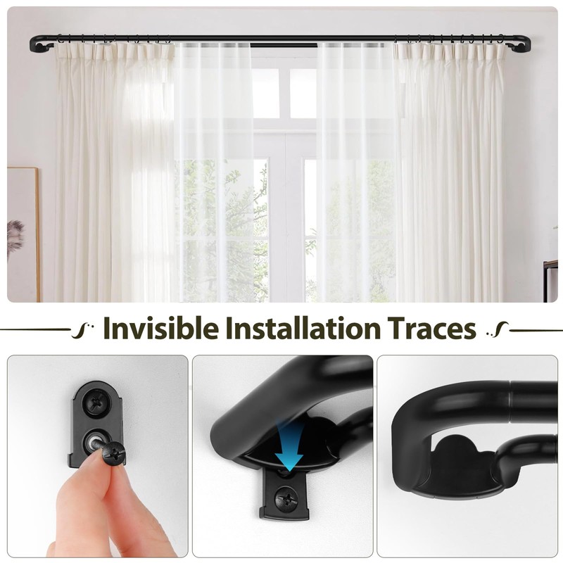 Double Curtain Rods 48 to 84 Inches, HOTOZON Blackout Double