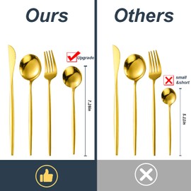 24-Piece Gold Silverware Set Gold Flatware Set for 6, Gold Spoons and Forks Set, Stainless Steel Gold Cutlery Set for Home Kitchen Restaurant Wedding, Mirror Polished Utensils Set, Dishwasher Safe