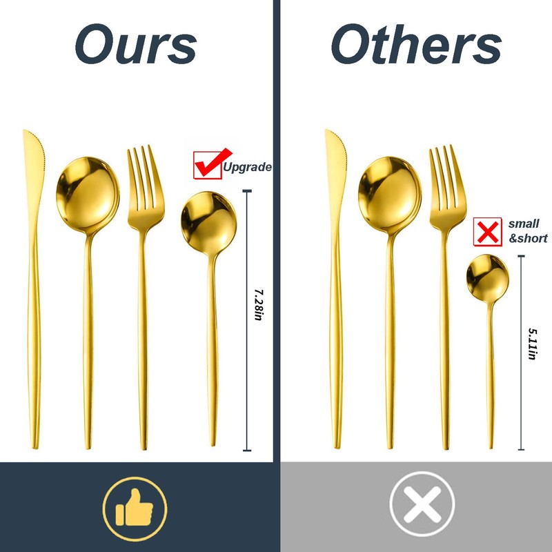 24-Piece Gold Silverware Set Gold Flatware Set for 6, Gold