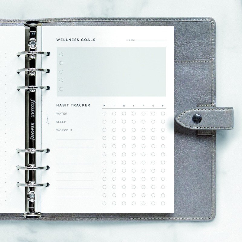 Filofax Organizer Refill, A5 Size, Wellness Trackers Pack, White Paper,