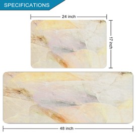 RYANZA 2 Pieces Kitchen Rugs, Abstract Anti Fatigue Non Slip Foam Cushioned Art Bright Yellow Modern Pale Comfort Indoor Floor Mat Runner Rug Set for Laundry Office Sink Bathroom (17"X48"+17"X24")