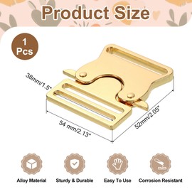 sourcing map Metal Quick Side Release Buckle, 25mm/1" Belt Buckles Clip Webbing Backpack Buckle for Leather Strap Collar Harness, Light Gold