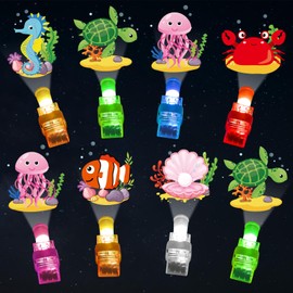 72 PCS Sea Animal Party Favors Ocean Birthday Finger Lights LED Light Up Glow in the Dark Under the Sea Party Finger Flashlights Bulk for Goodie Treat Bags Stuffers Tropic Fish Beach Party Supplies