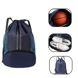 Ruayia Gym Bag, Sports Bag, Football Bag, Sports Backpack with Wide Drawstring, Mesh Bag, Ball Compartment, Outer Pocket, Adjustable Drawstring Gym Bag for Men and Women, darkblue