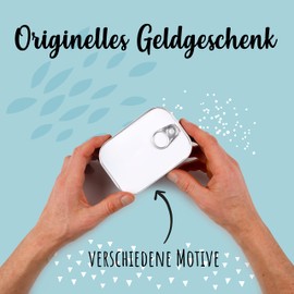 Scherzboutique Sardine Tin for Cash Gifts | Includes Sticker for Individual Message | Ideal for Weddings, Confirmation, Youth Confirmation, Moving or as Money Voucher | Made by Scherzboutique