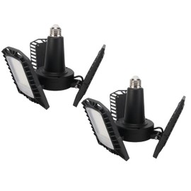 HouLight UL Certified LED Garage Lights Ceiling Lights, 8000 Lumens, E26/E27 Adjustable Ceiling LED Lights, 80W, Ultra Bright 5000K Natural Daylight White, Deformable Trilights, Adjustable Panel 2Pack