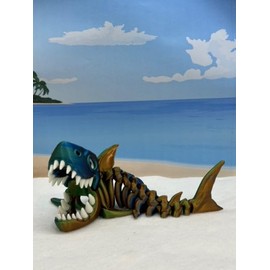Generic 3D Printed Articulated Shark, 7"" Tri Color Fidget Skeleton Shark Toy, Fidget Toy for Autism ADHD Toy, Executive Decor for Office, Stress Relief Toy - BS001 (Orange Blue Green)