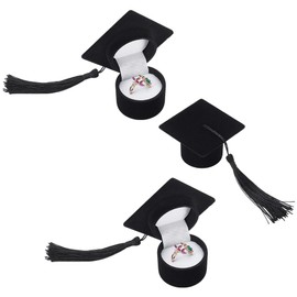 UNICRAFTALE Pack of 3 Shape of a Graduation Cap Ring Box Jewellery Ring Gift Box Jewellery Storage Box Black Ring Organiser Case for Graduation Party Jewellery Presentation for Birthday Gifts