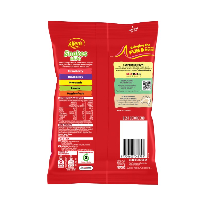 Allen's Snakes Alive Lollies Bag 200g