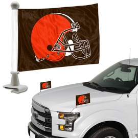 FANMATS 61863 Cleveland Browns Ambassador Car Flags - 2 Pack Mini Auto Flags, 4in X 6in, Perfect for Hood or Trunk