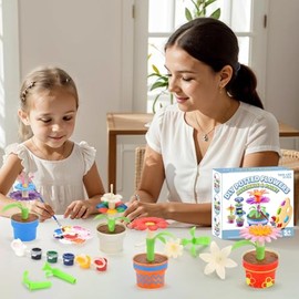 Kit de construcción y pintura de flores de jardín, juego de construcción de ramos DIY, juguetes de construcción y pintura de plantas para niños, juguete educativo y de aprendizaje STEM para niños y niñas de 6 7 8 9 10 años de edad