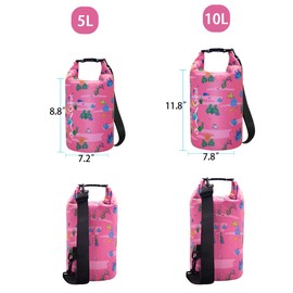 OMGear Waterproof Dry Bag Camping Gear Must Haves Dry Sack With Phone Pouch 40L/30L/20L/10L/5L Essentials for Kayaking Beach Boating River Paddling (Pink Fish,2L)