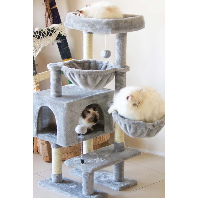 KIYUMI Cat Tree Cat Tower Condo with Sisal Scratching Post