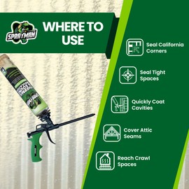 Sprayman Spray Foam Insulation (120 Sq.Ft.) - Closed Cell Polyurethane Expanding Foam Sealant, Thermal & Acoustic Protection for Wall and Attic - Gun & Cleaner NOT Included, 27.1 oz, 6 Pack