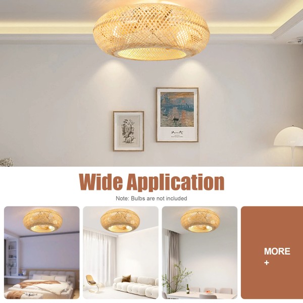 20" Farmhouse Boho Rattan Woven Bamboo Ceiling Fan with Light