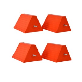 Tiousmoky Wheel Chocks, Heavy Duty Wheel Chock with Handle，Rubber Wheel Chocks for Boat Trailers, RV, Truck, Camper, 4 Pack (Orange)