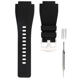 unilabo Rubber Watch Band Compatible for Bell & Ross B&R BR-01 BR01 BR-03 BR03 BR0392/BR-03-92/BR03-92 Diver Silicone Strap Replacement for men and women wirst watchband (Silver Buckle)