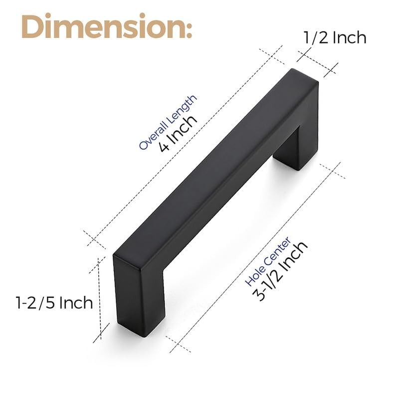 Ravinte 30 Pack Square Bar Kitchen Cabinet Handles Matte Black