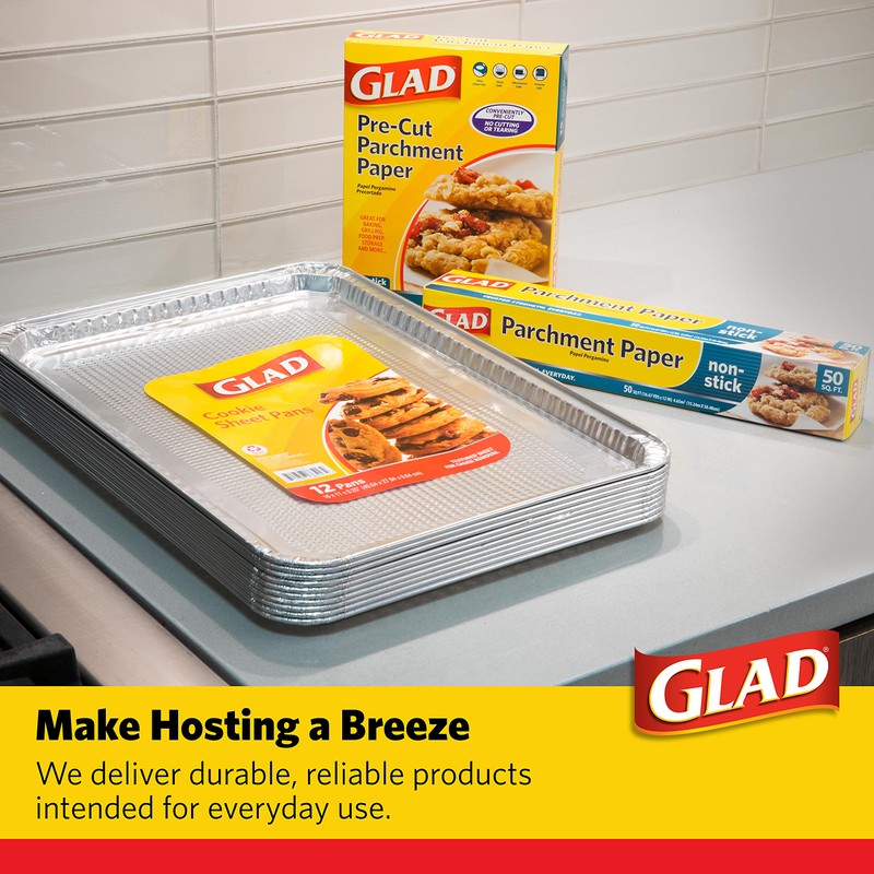 Glad Disposable Bakeware Aluminum Rectangular Cookie Sheets for Baking and