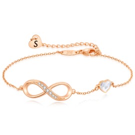 CDE Rose Gold Initial Heart Infinity Bracelets for Women Adjustable Dainty Letter Alphabet Charm Jewelry Birthday Valentines Day Gifts for Women Her Girlfriend Mom Wife