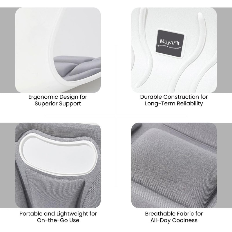 MayaFit Ergonomic Lumbar Support Cushion, Grey, 460mm x 440mm x