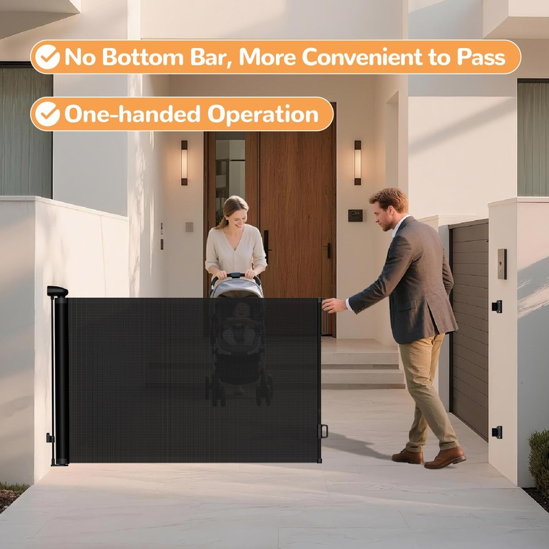 Retractable Baby Gates for Stairs, 55" Wide Mesh Baby Gate