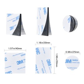 60Pcs Double Sided Foam Tape Strong Pad, Self-Adhesive Tape Include Square Round and Rectangular, Super-Sticky Adhesive Mounting Suitable for Walls and Door, Wood, Metals, Glass, Papers (Black)