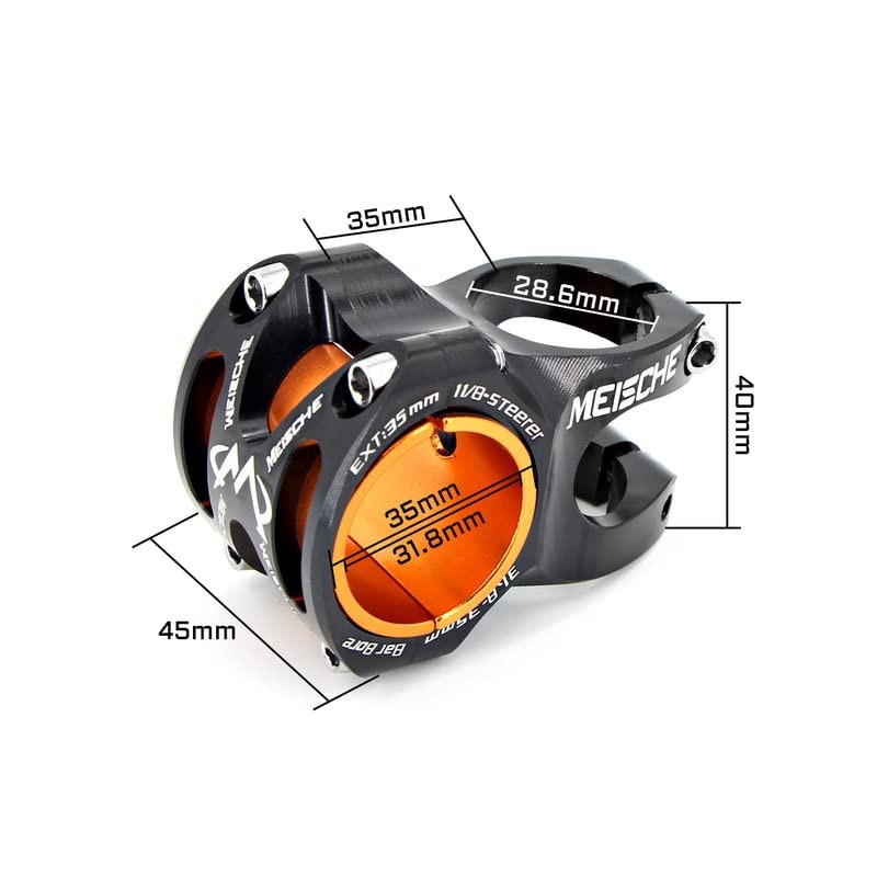 MEISCHE Black MTB Stem Mountain Bike Stem for 31.8/35mm Clamp