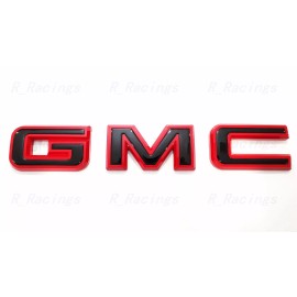 Auto Front & Rear GMC Gloss Red Black OVERLAY Emblem Badge Fit GMC Acadia Terrain