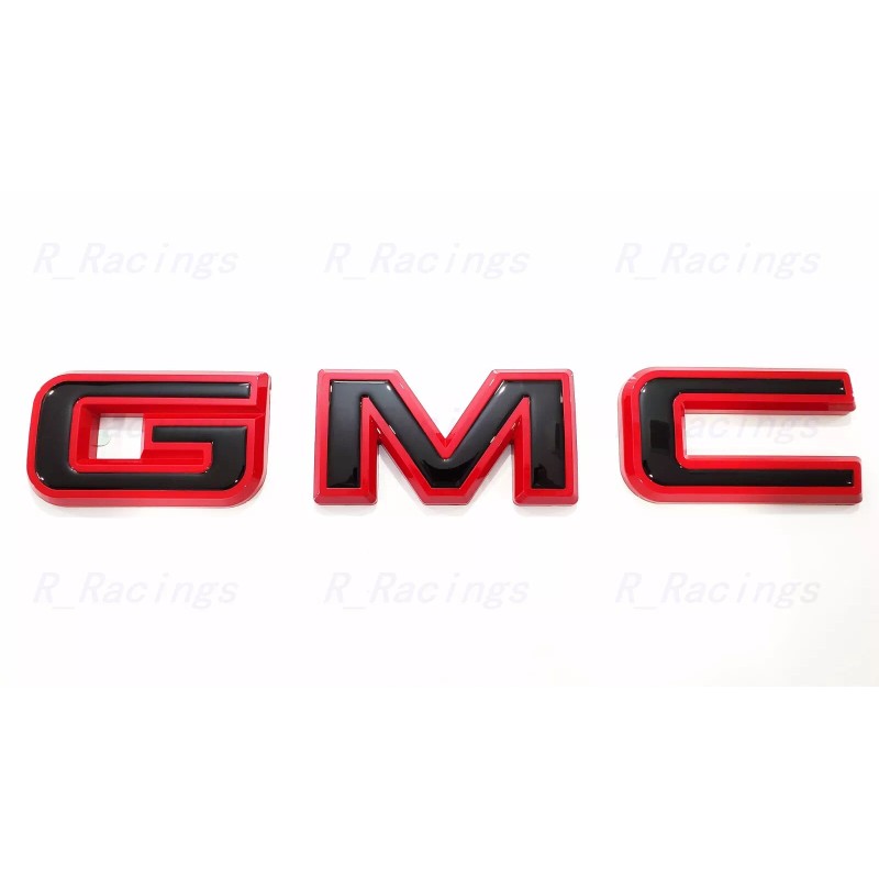 Auto Front & Rear GMC Gloss Red Black OVERLAY Emblem