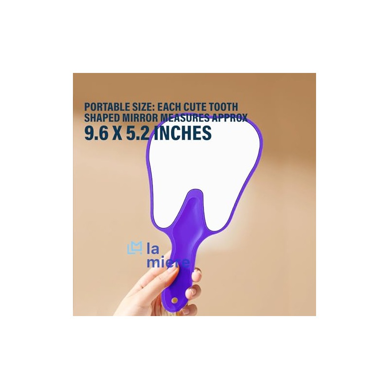 LA MIERE Tooth Shaped Mirror Ergonomic Handle Mirrors with Handle