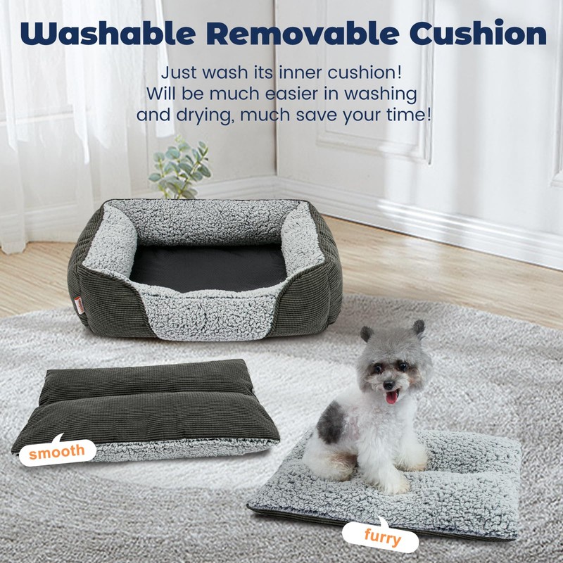 Miguel Washable Dog Bed with Removable Cushion for Medium Small