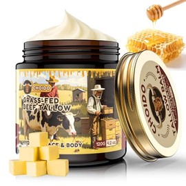 Tallow and Honey Balm, Sebo de res para la piel, Sebo de res orgánico batido alimentado con pasto, hidratante facial batido natural y mantequilla corporal para pieles secas y sensibles
